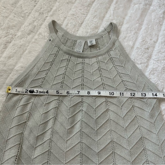 NWT Joie Ivory Shevron Knitted Metallic High Neck Dress Sz XS Festive Holidays - Picture 8 of 14